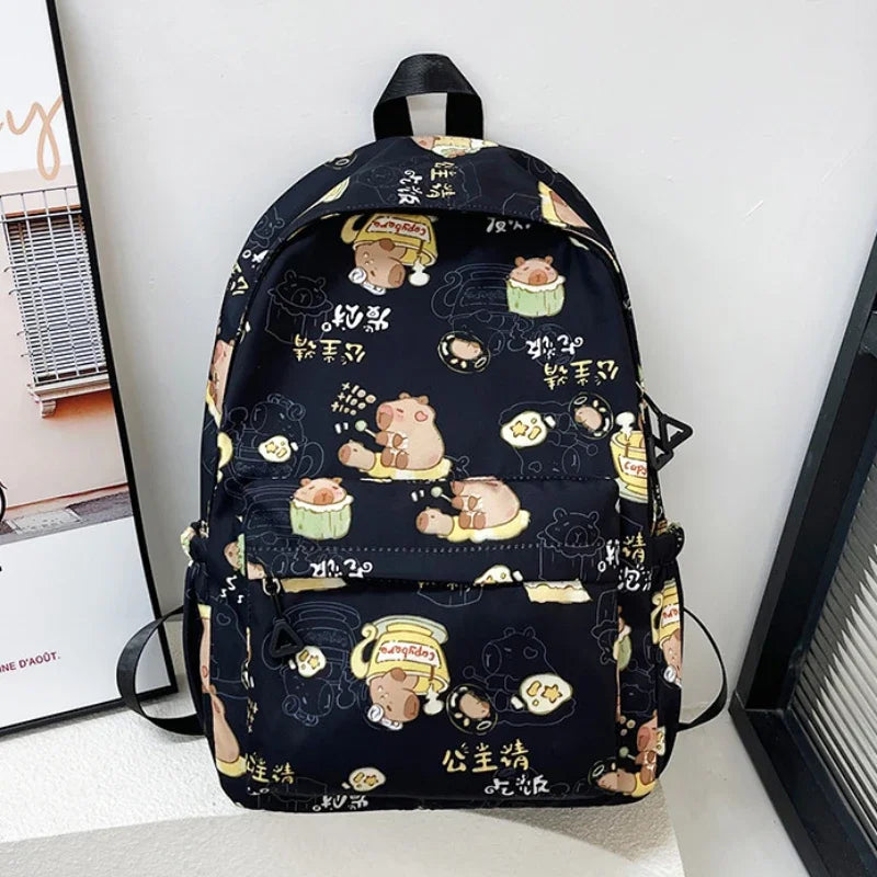 Kawaii Capybara Large Capacity School Laptop Backpack