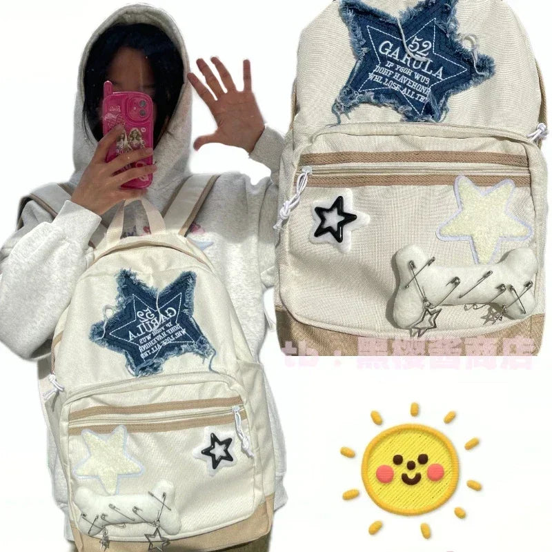 Kawaii Star Backpack Cute School Bag for Girls Women Teens