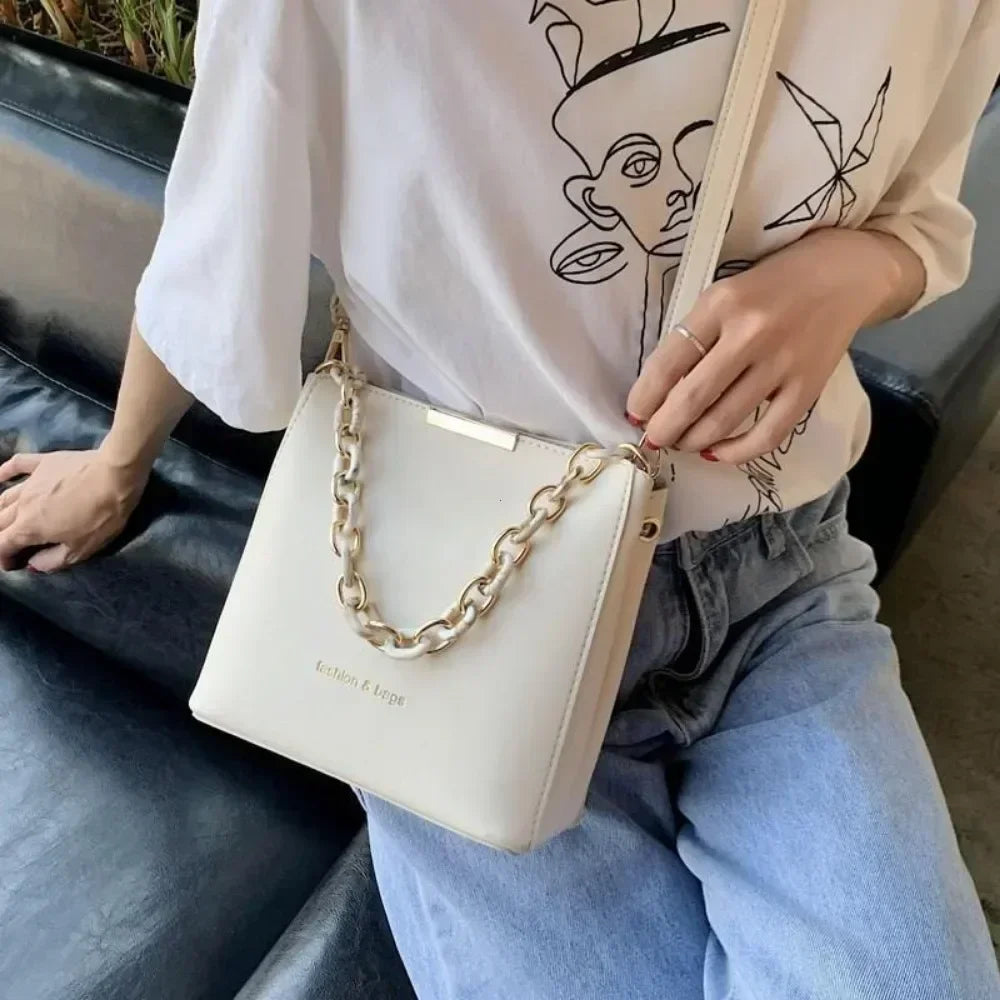 Women's Leather Fashion Senior Small Fresh Chain Bucket Bag Shoulder Crossbody Handbag Tote Bags for Women Bolsos Para Mujer