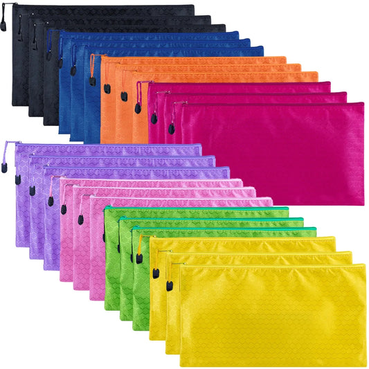 8-Color Waterproof Pencil Case Zipper Pouch Makeup Bag Office Travel Accessories