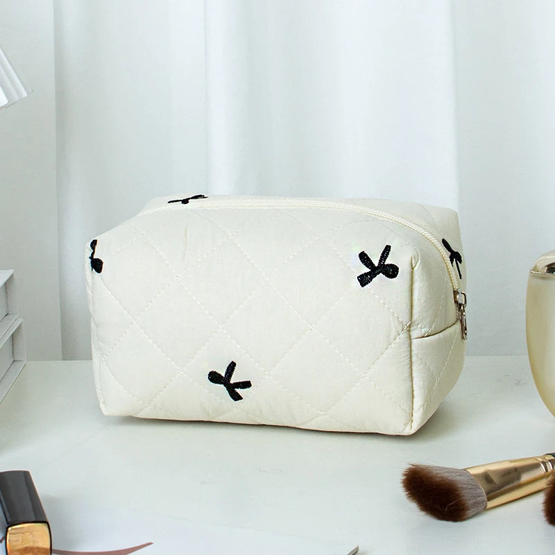 Bow Floral Women's Cosmetic Bags Cute Girls Sanitary Napkin Storage Bag Sanitary Pad Pouch Small Cosmetic Organizer Makeup Bag