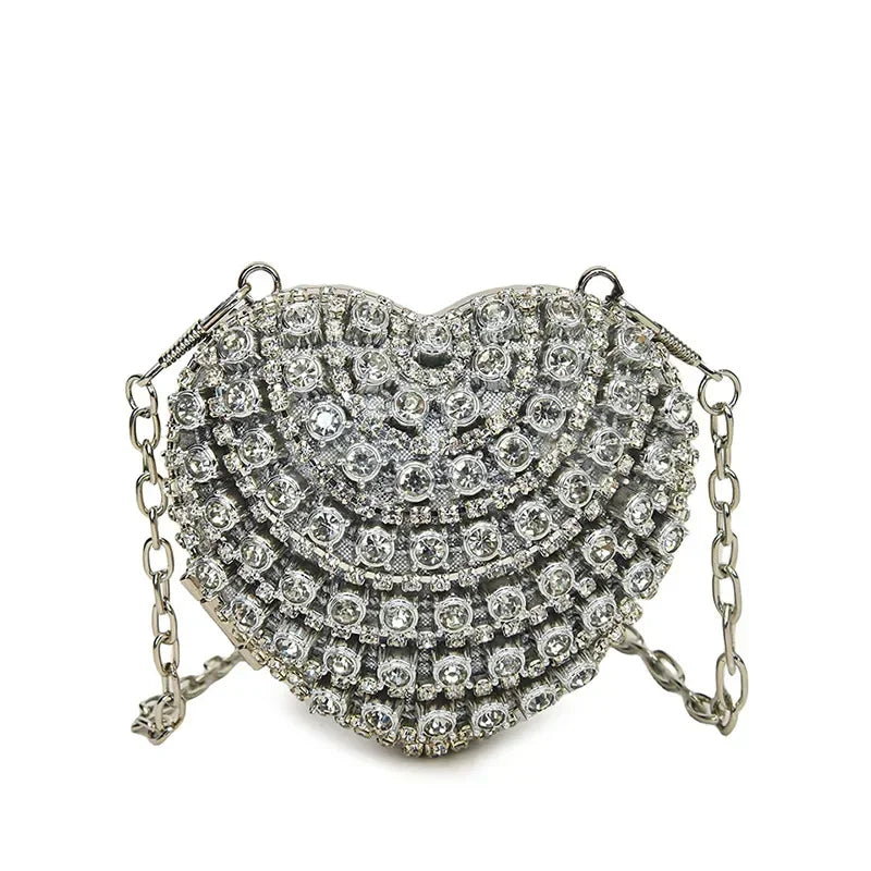 Luxury Rhinestone Heart Crystal Clutch Purse