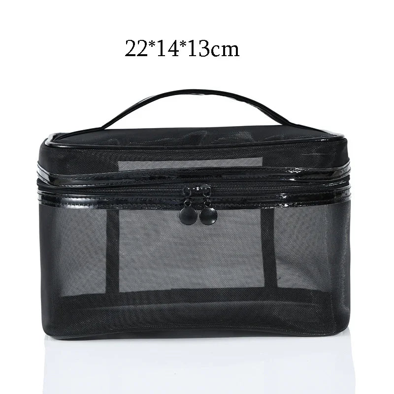 Mesh Transparent Makeup Bag Men Women Small Large Travel Cosmetic Bag Organizer Case Necessaries Make Up Wash Toiletry Bag