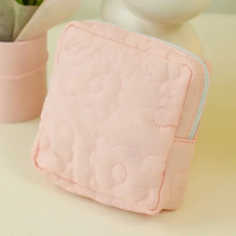 Candy Color Square Small Cosmetic Bag Women Portable Earphones Lipstick Sanitary Napkins Storage Pouch Small Makeup Zipper Bags