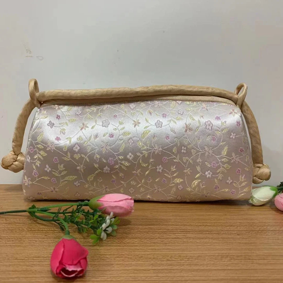 Luxury Silk Embroidered Handbag Clutch Totes