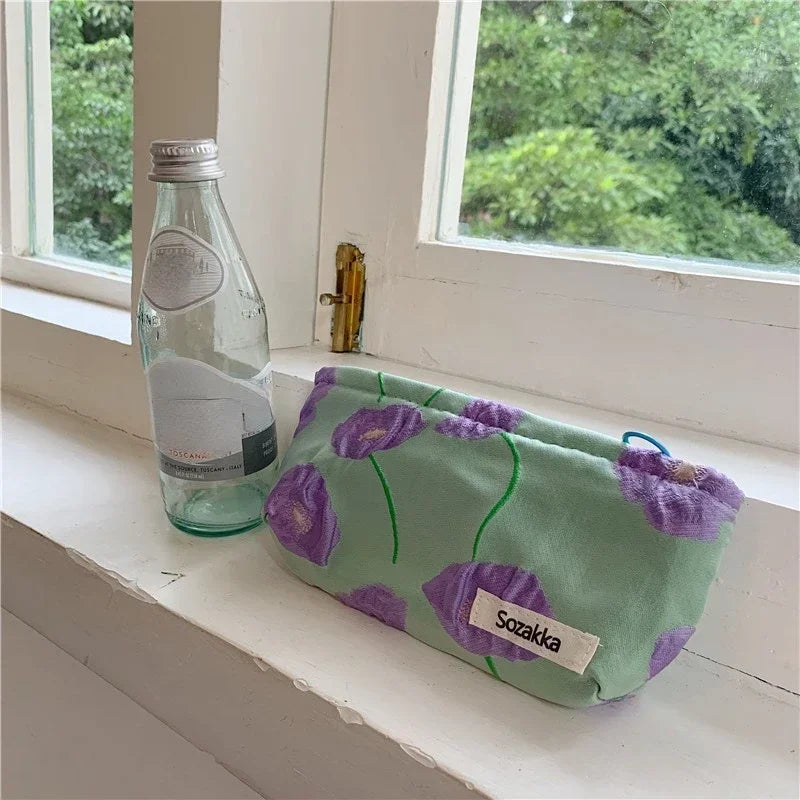 New Flower Pattern Women Makeup Bag Toiletries Cosmetic Organizer Zipper Bag Travel Wash Pouch Cosmetic Bag Make Up Storage Case