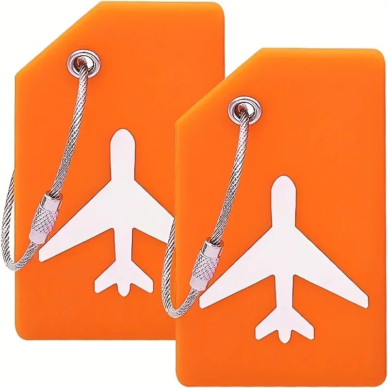 2pcs Name ID Card Silicone Travel Luggage Tag Suitcase Travel Accessories Quickly Discover  Luggage Tag Name Baggage Information