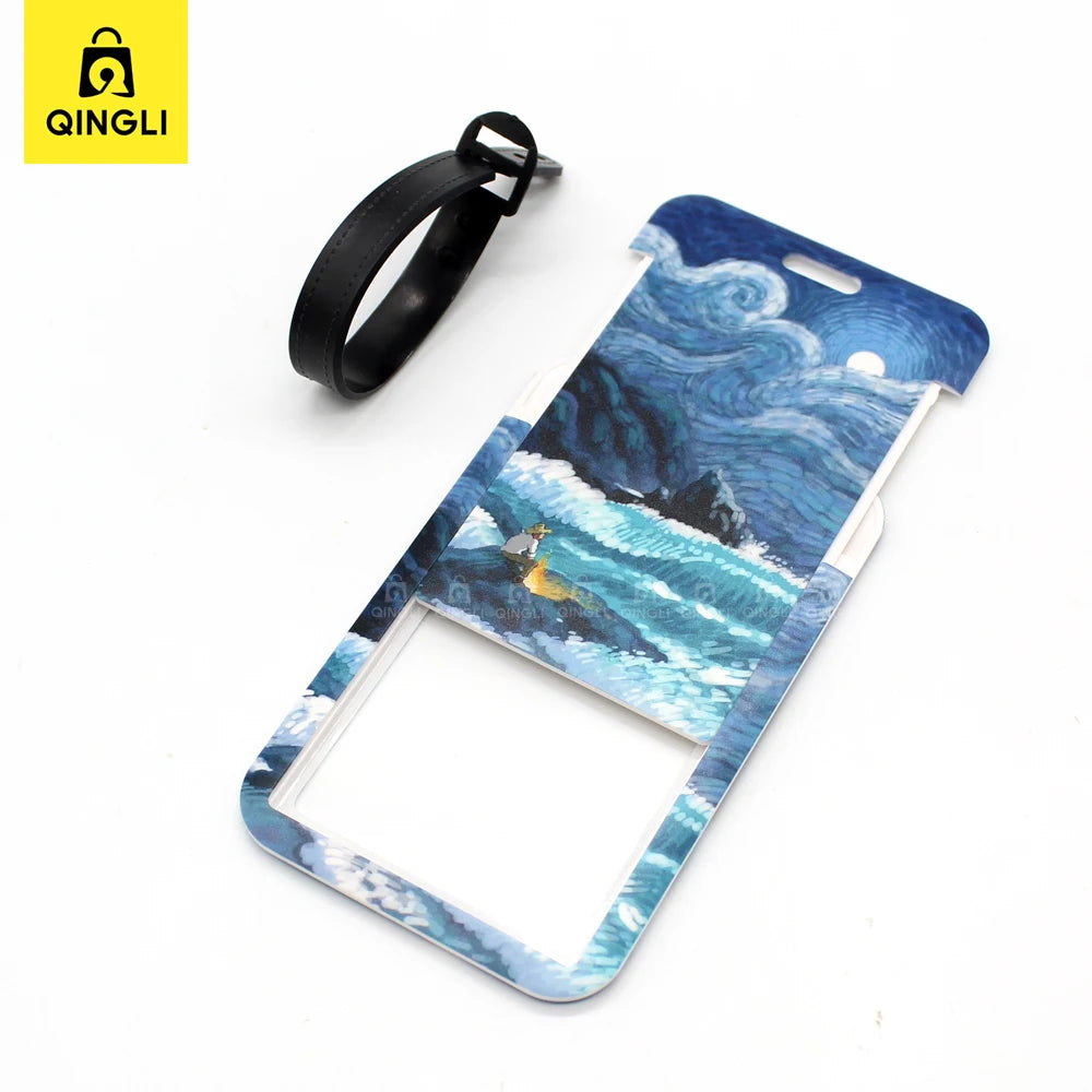 New Cartoon Van Gogh Painting Luggage Tag Creative Portable Bags Pendant Bus Card Holder Travel Accessories PVC Baggage Label