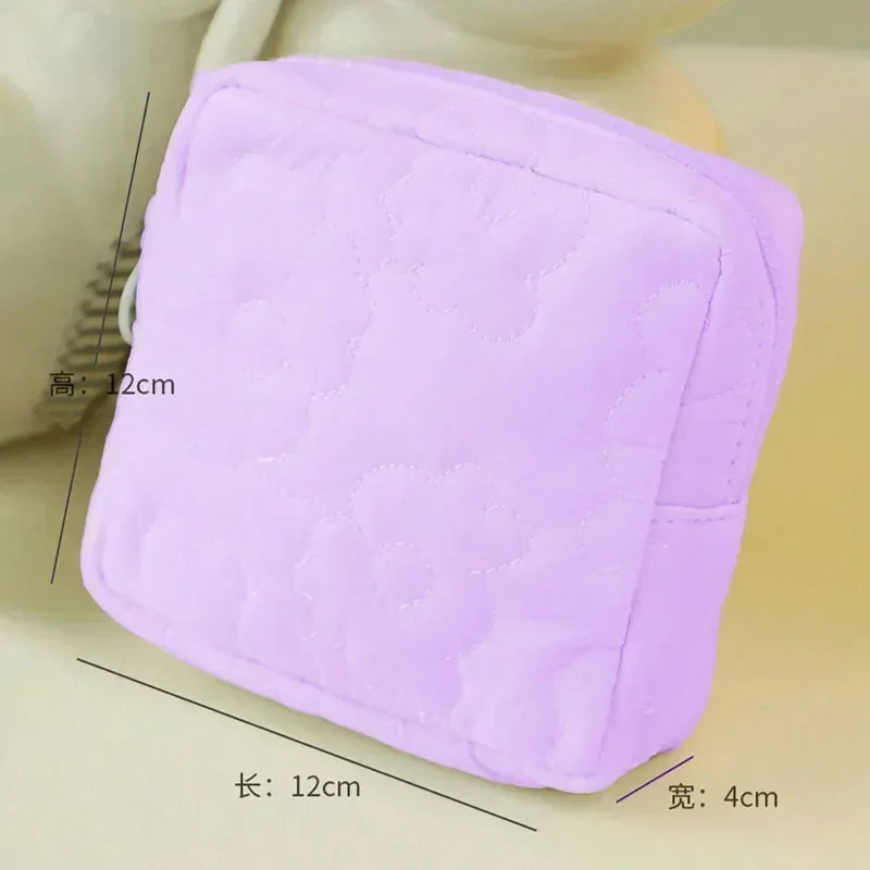 Candy Color Square Small Cosmetic Bag Women Portable Earphones Lipstick Sanitary Napkins Storage Pouch Small Makeup Zipper Bags