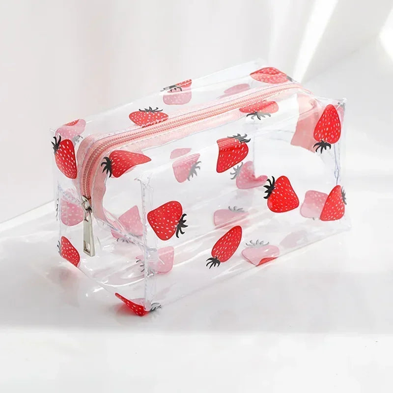 Waterproof Transparent Zipper Cosmetic Bag Fashion Print Women Girl Travel Makeup Bag Pouch Wash Organizer Toiletry Storage Bags