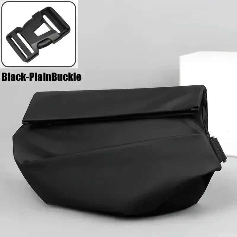 Waterproof Magnetic Buckle Crossbody Bag - Men's Minimalist Black Messenger Bag