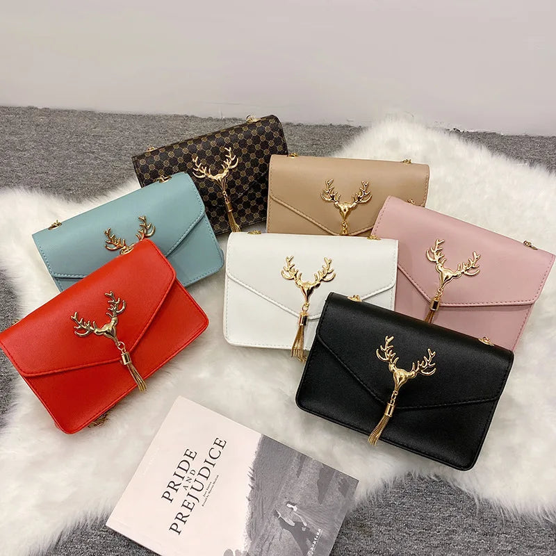 Fashion Shoulder Bag Chain Tassel Deer Crossbody Handbag