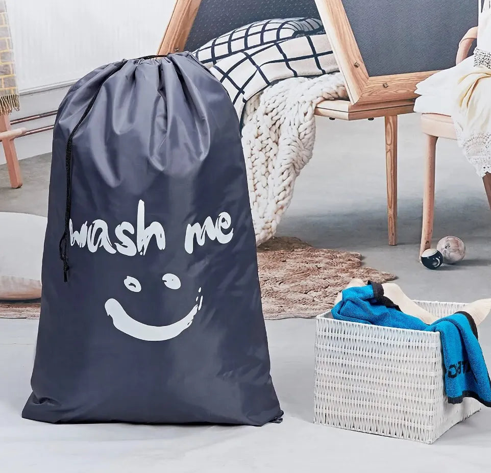 Nylon Laundry Bag Travel Bags Storage Organizer Pouch Hamper Wash Machine Washable Dirty Clothes Drawstring Bag Large Capacity