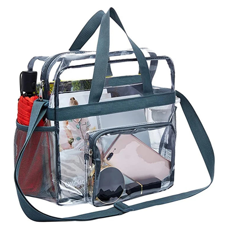 Clear PVC Shoulder Crossbody Tote Handbag - Large Capacity