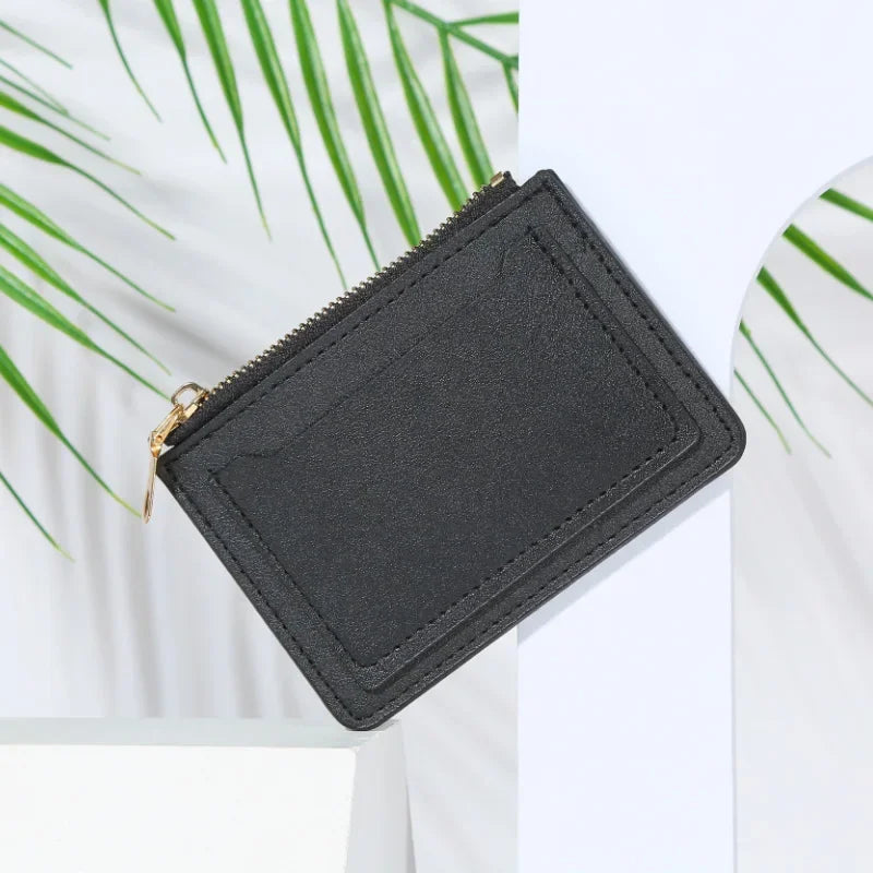 1PC Ultra-Thin Women Men Credit ID Card Holder PU Leather Zipper Fashion Small Wallet Money Bag Case Coin Purse Clip Organizer