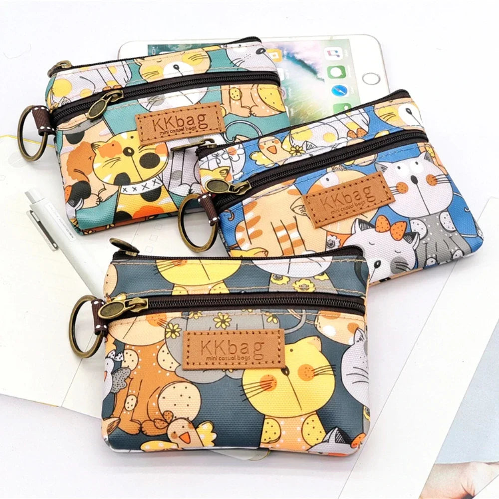 Cute Animals Wallet Zipper Purse Cartoon Small Coin Purse Lightweight Storage Bag Money Bag Key Card Holder for Student Women