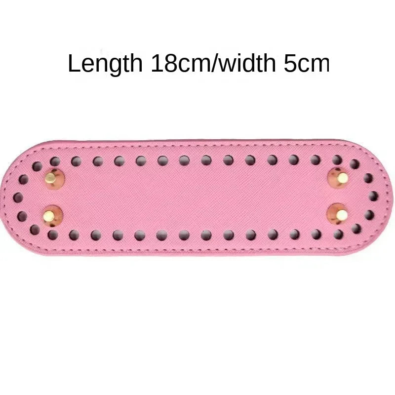 5x18cm/12x25cm PU Bag Bottom with 4 Rivets Oval Bag Bottom Wear-resistant Strong Durable Bag Bottom for Crochet Knitting Handbag