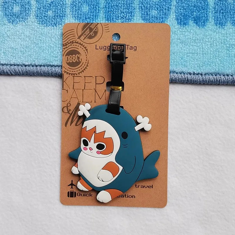 Cute Cartoon Baby Shark Travel Accessories Luggage Tag Silica Gel Suitcase ID Addres Holder Baggage Boarding Tag Portable Label