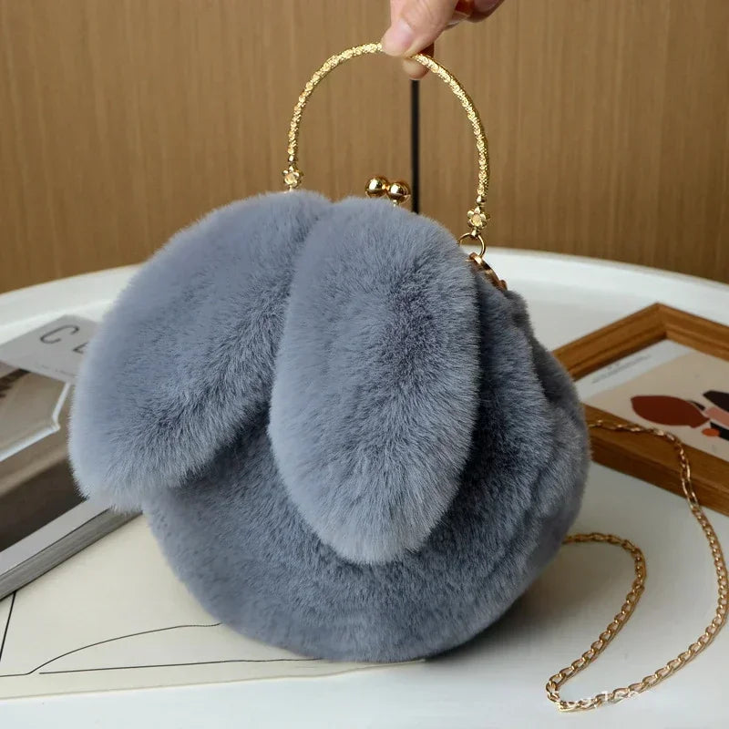 Cute Plush Rabbit Crossbody Bags for Women Korean Version Cute Purses and Handbags Girls New Rabbit Ear Shoulder Messenger Bag