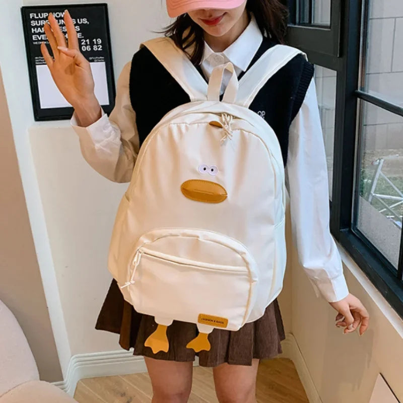 Cartoon Duck Backpack Cute Travel Bag College Student Versatile Girls' School Bag