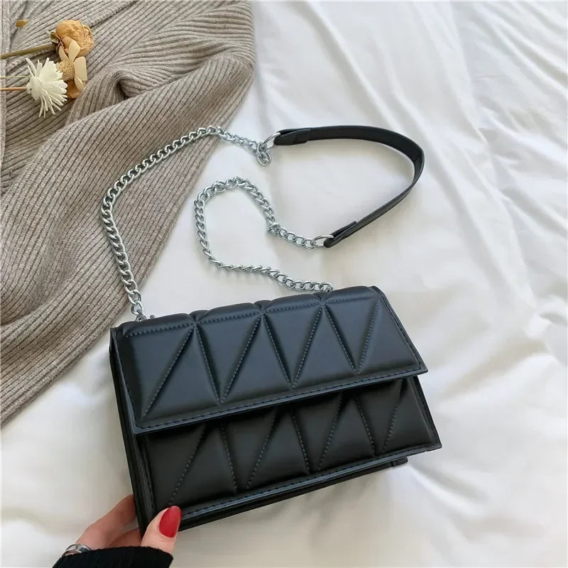 Crossbody Designer PU Leather Handbag Chain Strap