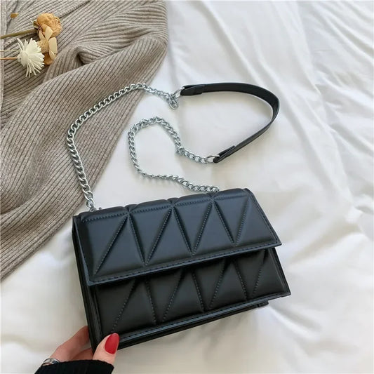 Crossbody Designer PU Leather Handbag Chain Strap