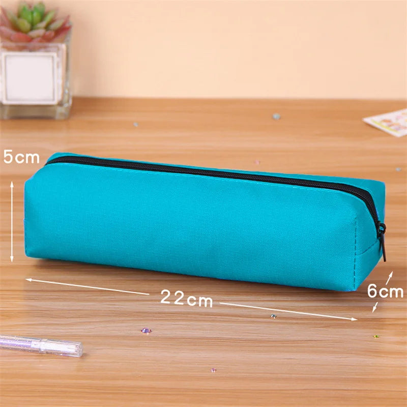 Small Solid Color Simple Zipper Kawai Pencil Case Mini Pen Bags for School Office Suppliers