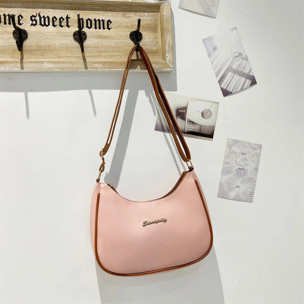 Women's PU Leather Crescent Shoulder Bag - Designer Fashion Handbag