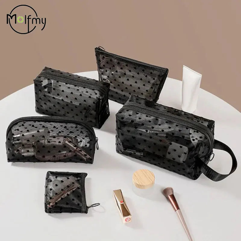 Personalized Transparent Mesh Makeup Bag Travel Organizer Zipper Pouch