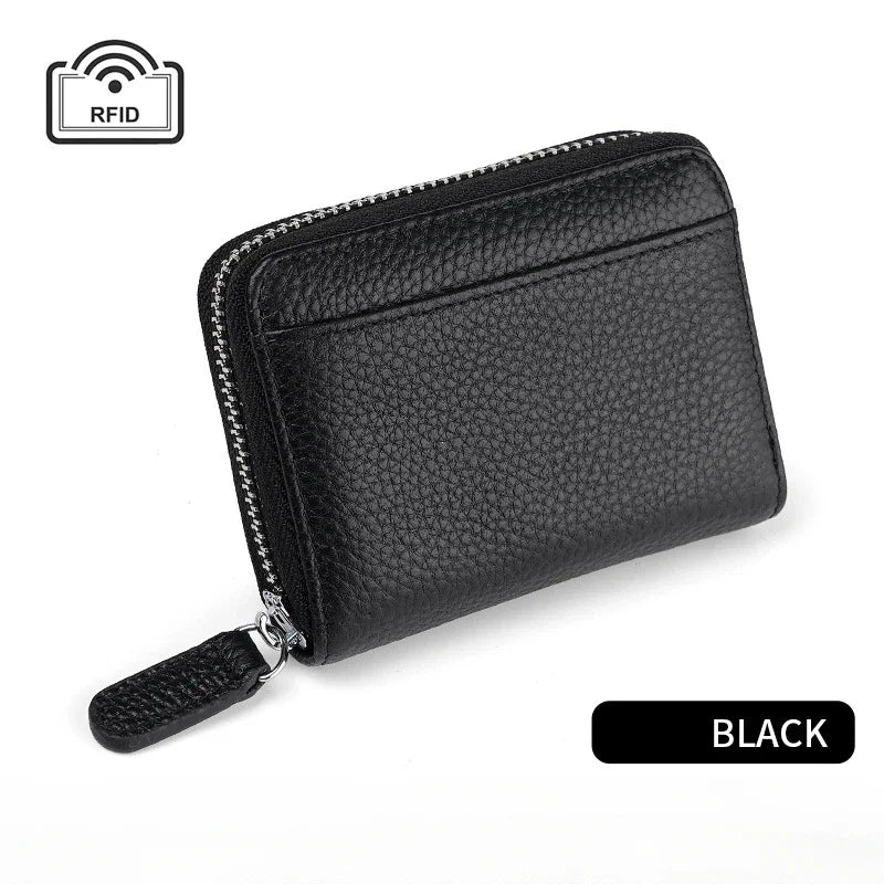 14/20 Slots Credit Card Holder Wallet RFID Blocking Slim Genuine Leather Card Organizer Zipper Pocket ID Card Pouch Coin Purse