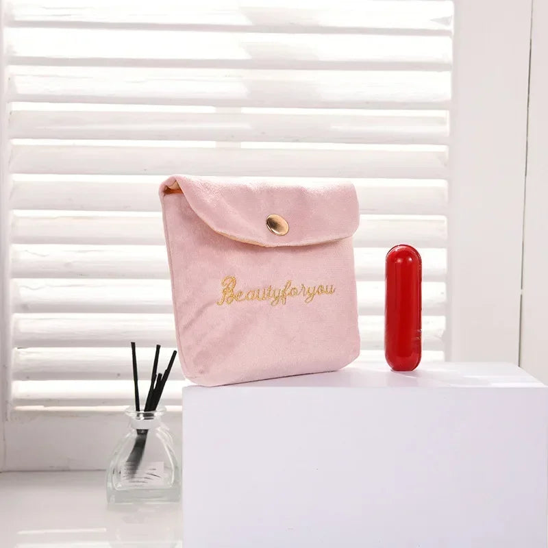 Women Velvet Soft Small Cosmetic Bag Hasp Girl Lipstick Bag Sanitary Pads Organizer Pouch Travel Makeup Bags Mini Beauty Case