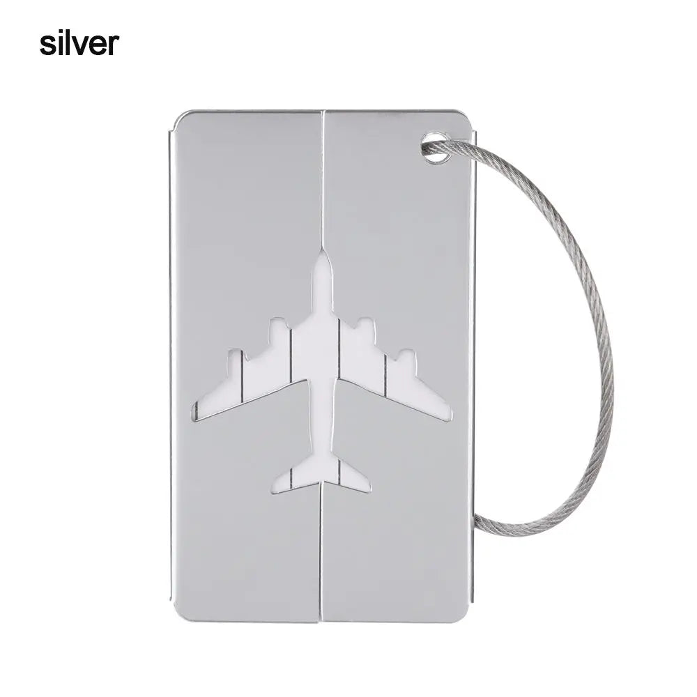 Reusable Metal Travel Luggage Tags Suitcase Baggage Labels with Ropes Bag Tag Stainless Steel Loop Name ID Card Identifier