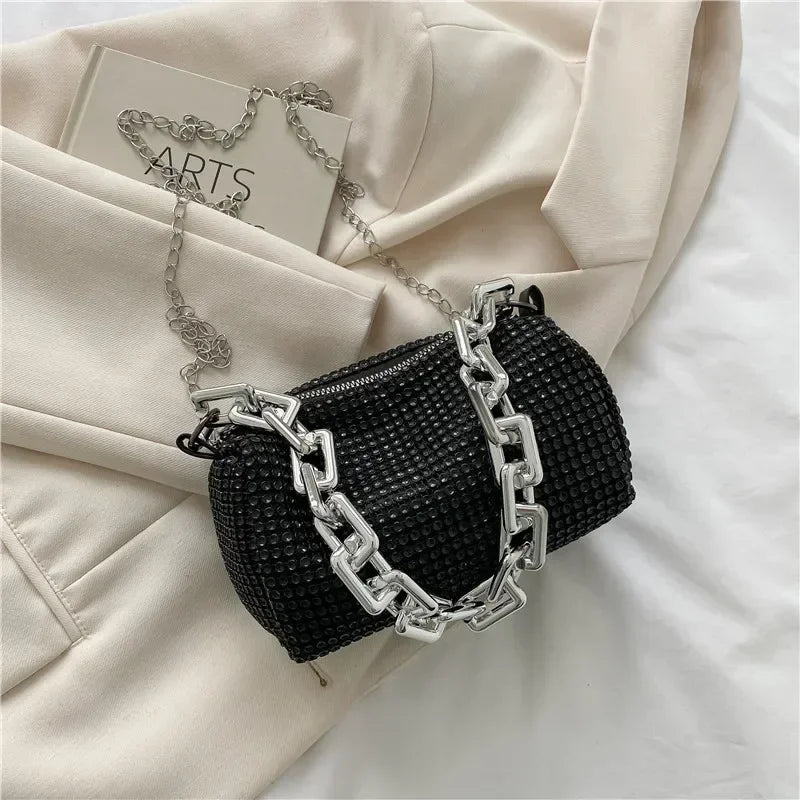 Bling Diamond Crossbody Messenger Bags for Women - Luxury Fashion Travel Shoulder Handbags Purses