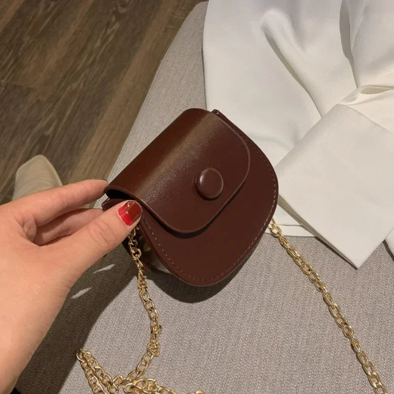 New Mini Shoulder Bag for Women Fashion Solid Color Chain Crossbody Bag Small Earphone Lipstick Storage Bag Handbags