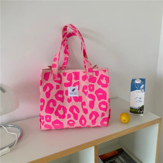 Pink Leopard Print Large Capacity Tote Bag