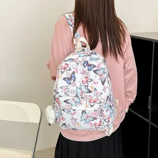 Fashion Butterfly Pattern Women's Backpack for School and Travel Organizer