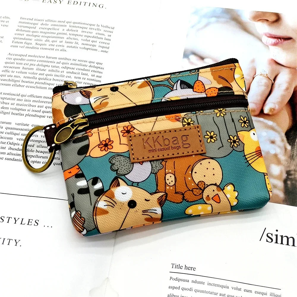 Cute Animals Wallet Zipper Purse Cartoon Small Coin Purse Lightweight Storage Bag Money Bag Key Card Holder for Student Women