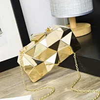 Women's Geometric Gold Clutch Crossbody Shoulder Bag