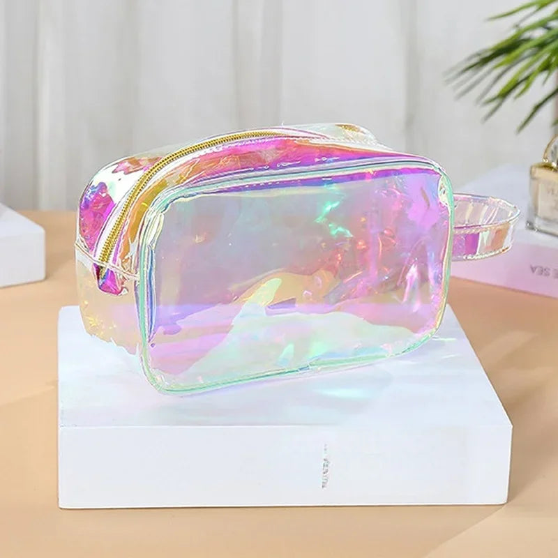 New Laser Transparent Lipstick Makeup Bag Cosmetic Bag Organizer Travel Portable Toiletry Bag Make Up Storage Case Pouch