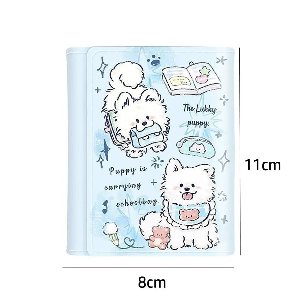 PU Leather Money Coin Purse 3 Folds INS Style Credit Card Holoder Cute Kitten Dog Card Wallets Money Bag Girls Students Gift