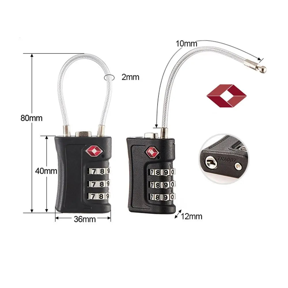 Portable Travel Cabinet Locker Luggage Password Lock 3 Digit Combination Lock Contrast Color Padlock TSA Customs Code Lock