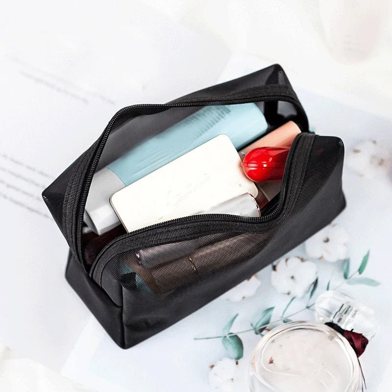 Mesh Transparent Makeup Bag Men Women Small Large Travel Cosmetic Bag Organizer Case Necessaries Make Up Wash Toiletry Bag