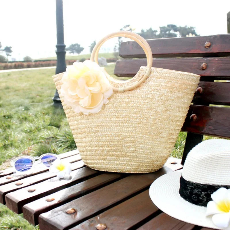 Bohemian Straw Beach Bag: Women's High Capacity Woven Tote