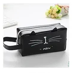 Women's Cute Cat Travel Cosmetic Bag Waterproof Makeup Bag Wash Pouch Student Pencil Case Tote Style Toiletry Bag