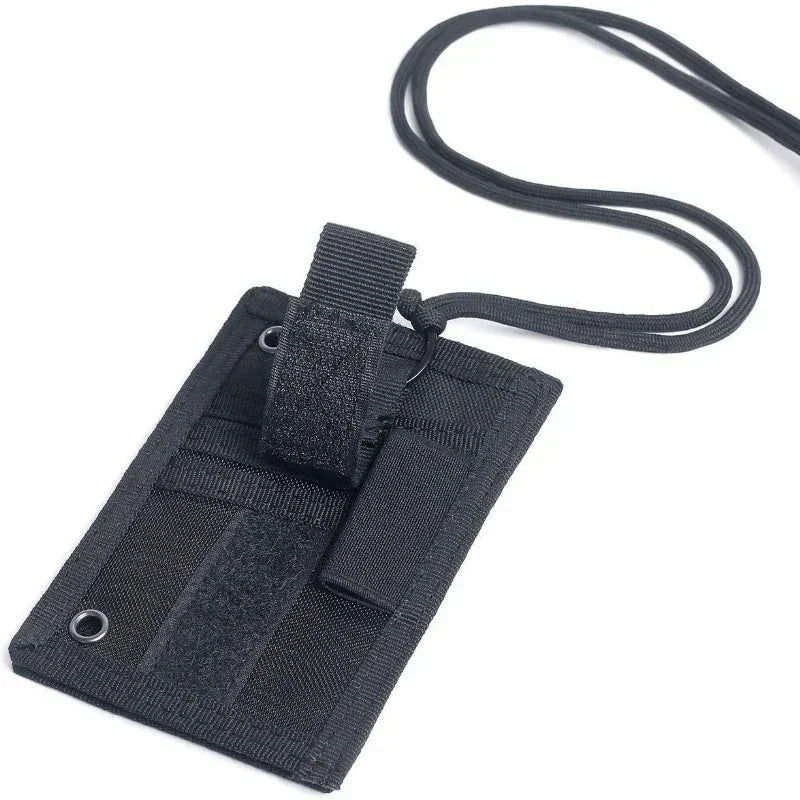 Tactical MOLLE ID Card Holder Badge Pouch with Lanyard