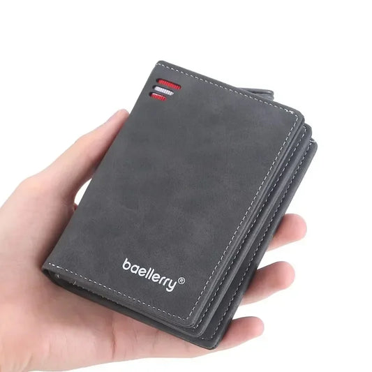 New Leather Men Wallets High Quality Zipper Short Desigh Wallet Hipster Credit Card Holders Inserts Coin Purses Vintage Walltes