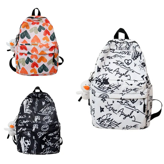 Graffiti Print Large Capacity Women's Backpack for Teens