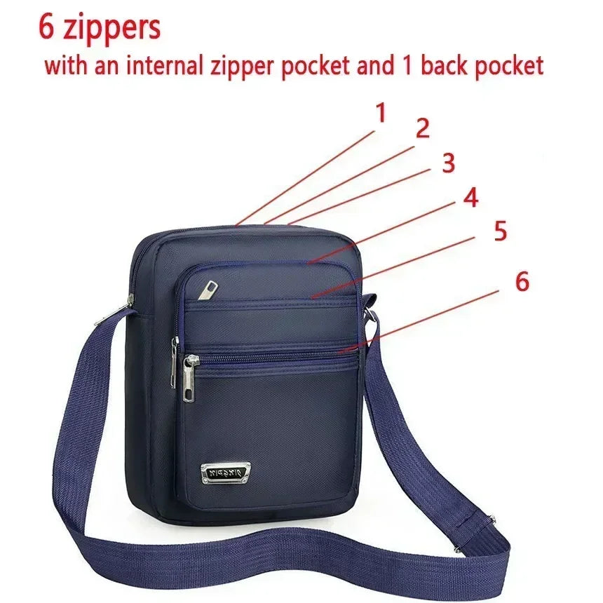 Men Nylon Shoulder Bag Messenger Bag Casual Waterproof Nylon Zipper Pocket Handbag Fashion Tote Travel Male Crossbody Bags