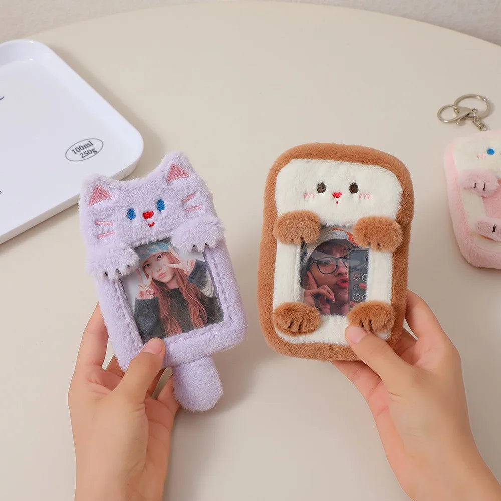 New Cartoon Plush Card Holder Keychain 3 Inch Idol Photo Card Case Photo Card Protective Case Display Holders