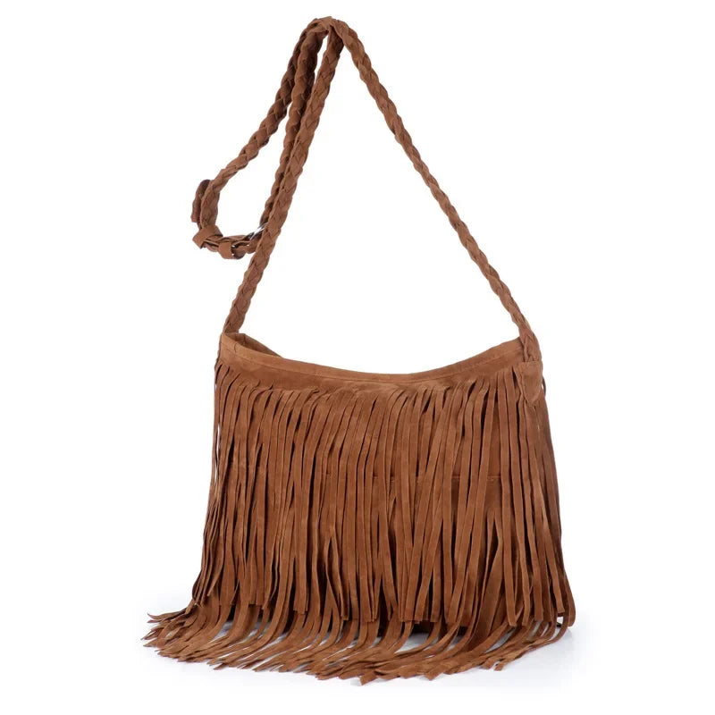 Women's Tassel Crossbody Bag - Solid Color Fashion Tote for Mobile & Wallets